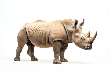 Obraz premium Majestic White Rhinoceros on White Background