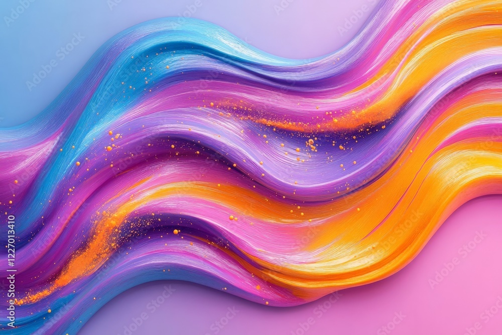 Aufkleber colorful abstract waves show vibrant flow and movement in swirling patterns across a pastel backgrou