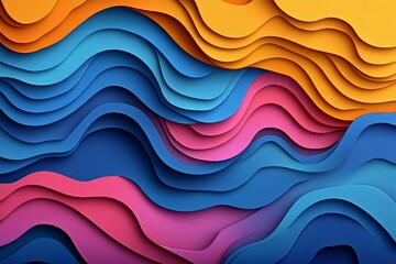 Obraz premium Colorful layered abstract design with flowing curves and vibrant hues in bright tones