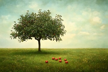 apple tree in the field