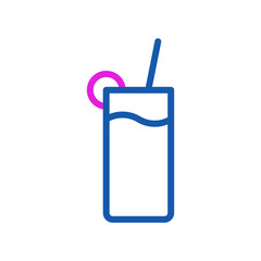 Refreshing Drink with a Pink Slice and Blue Straw