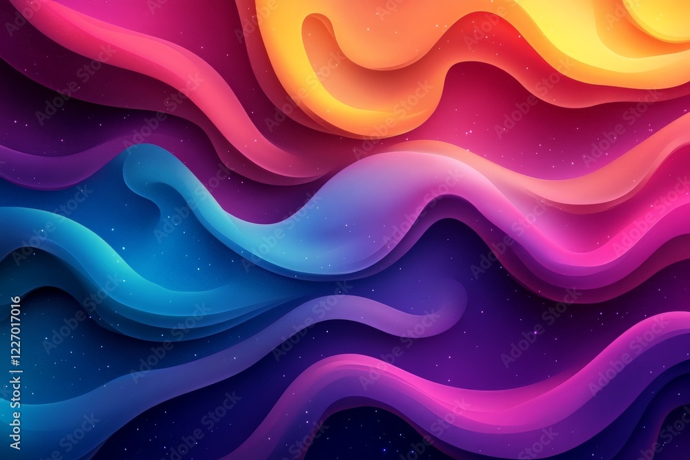 Aufkleber Colorful abstract waves of vibrant hues create a dynamic pattern in modern design style