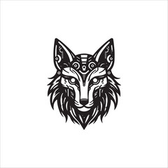 Cyberpunk wolf head hand drawn illustration artwork	
