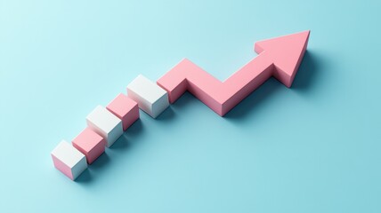 Growth indicators pink arrow trend analysis in business strategy visualization minimalist design digital environment