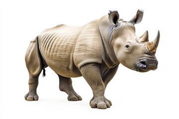 Fototapeta premium Majestic white rhinoceros isolated on white background.
