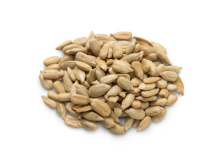 Peeled sunflower seeds isolated on transparent background