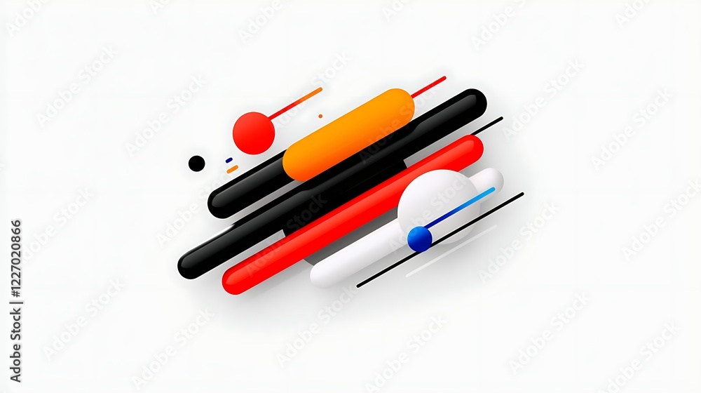 Poster abstract geometric composition with vibrant colors and dynamic shapes