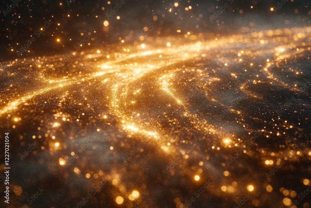 Aufkleber stunning display of shimmering golden particles swirling in a cosmic-like formation