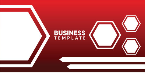 Abstract Red Business Banner with Geometric Hexagonal Design Elements, Modern corporate banner with a red gradient background and hexagon elements, ideal for business use.