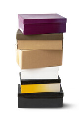 Stack of cardboard boxes isolated on transparent background