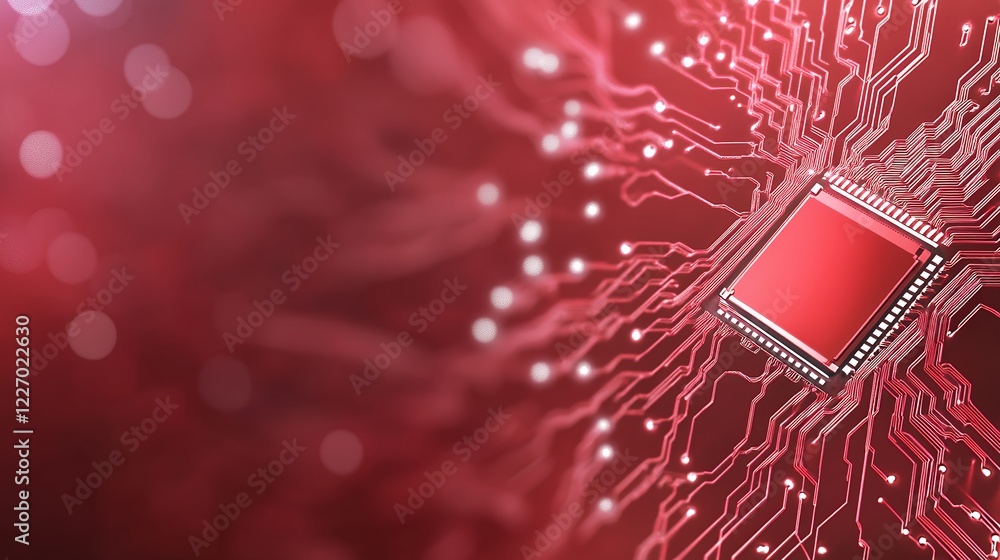 Aufkleber glowing red circuit board processor abstract digital technology
