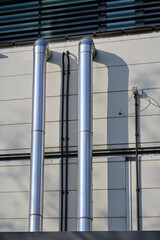 Detail of technical equipment on the facade of an office building