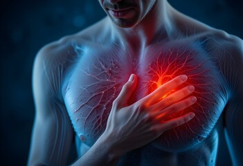 Anatomical illustration of a human heart with pain.