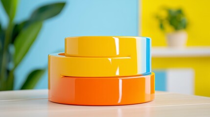 Colorful Stacked Plastic Bands on a Bright Background Interior