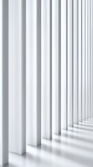 Obraz premium White wall with vertical lines and blurred abstract glass wall in modern interior design setting