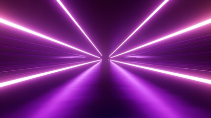 Fototapeta premium purple neon lights corridor abstract background