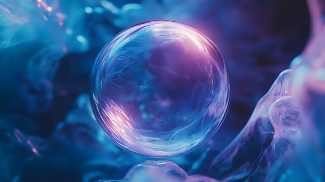 abstract blue and purple bubble sphere