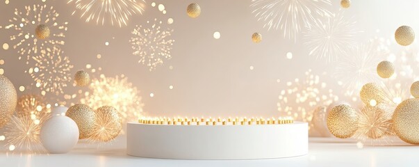 Banner design for diwali festival and podium,Diwali light decoration candle with fireworks,Stage,Product display Showcase design sparkle background,Deepavali,Dipavali,3D podium illustration.