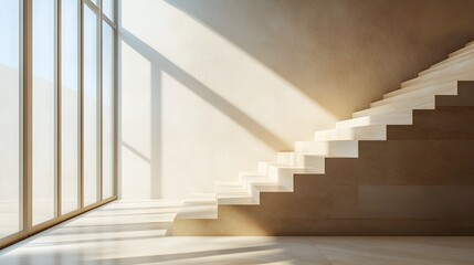 Fototapeta premium modern minimalist staircase design with sunlight