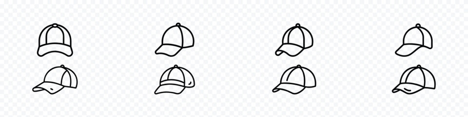 Baseball hat icon. Cap icon, Baseball cap line icon, Baseball hat sketch icon