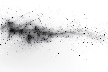 Abstract representation of interconnected nodes and lines illustrating data and network structures in black and white