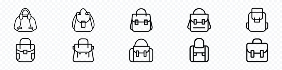 Backpack line icon, Shoulder bag with strap icon, bag with straps line icon, Messenger shoulder bag