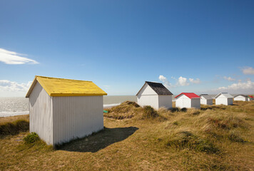Beach Cabins at Gouville-Sur-Mer, Manche, Normandy, France