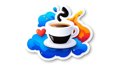 Pixel Art Coffee Cup Illustration With Vibrant Colors and Heart