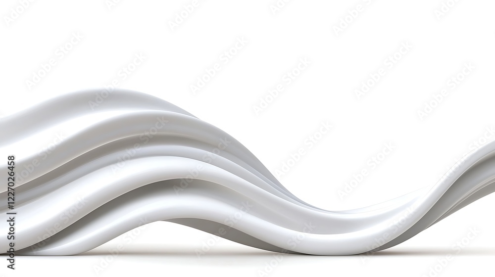 Poster abstract white wave background smooth three dimensional rendered curves