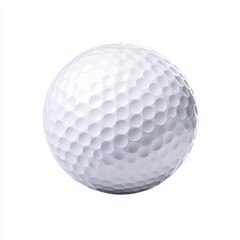 Close-up image of a textured golf ball isolated on a white background with clear details and patterns