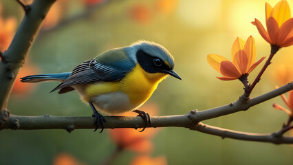 Obraz premium Colorful Fairywren Resting on a Branch