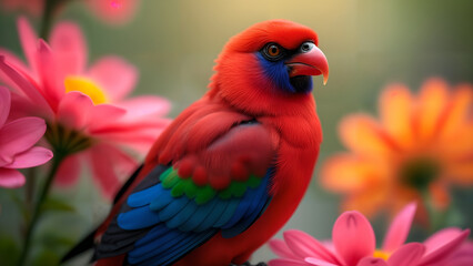 Obraz premium Vibrant Crimson Rosella in Bloom