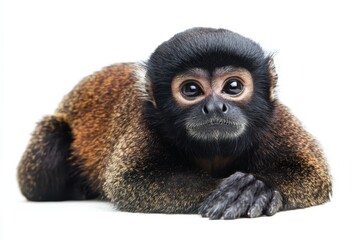 Fototapeta premium Adorable monkey resting on white background