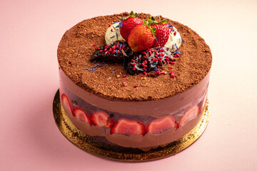 chocolate and strawberry cake for Valentine's Day