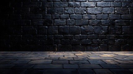 Fototapeta premium dark stone wall and cobblestone floor background