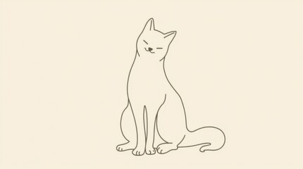 Obraz premium Graceful Cat Line Art