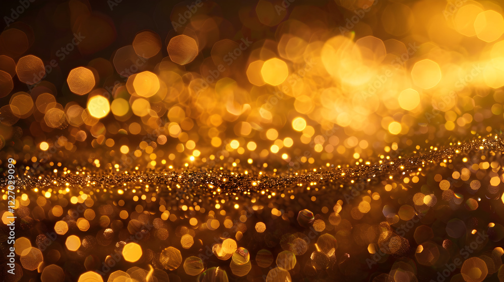 Poster a shimmering background of golden bokeh lights creating a festive and luxurious atmosphere.