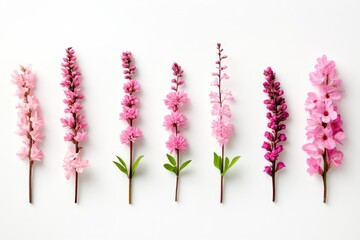 Fototapeta premium A stunning array of pink flowers displayed in elegant stems, creating a visual treat perfect for floral arrangements or decorative displays, showcasing nature's beauty.