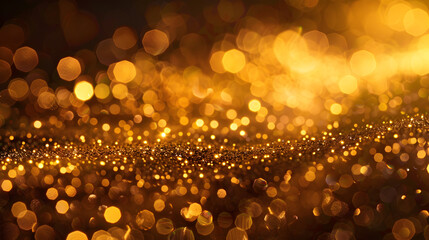 A shimmering background of golden bokeh lights creating a festive and luxurious atmosphere.
