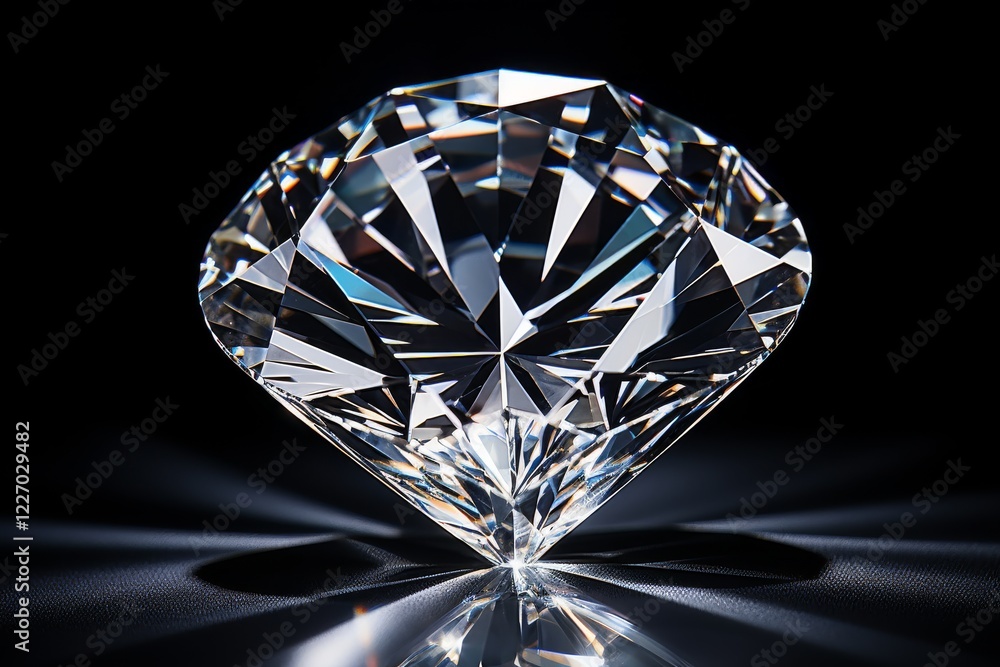 Poster sparkling brilliance of a flawless diamond on display with enchanting reflection. generative ai