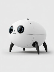 Obraz premium This round robot features large expressive eyes and a playful design, conveying a sense of warmth and friendliness that resonates with human emotions.