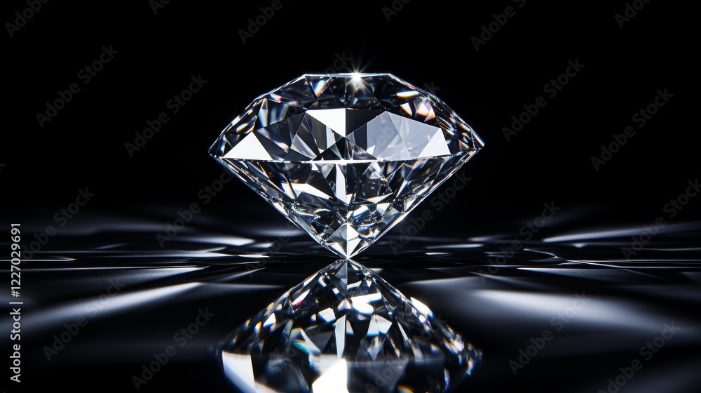 Poster brilliant diamond sparkling on dark surface reflecting light in captivating display. generative ai