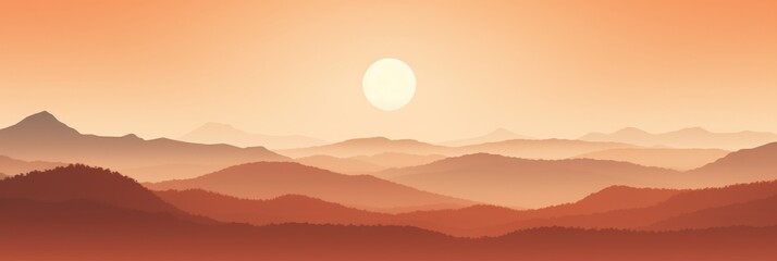 Obraz premium Serene sunset over rolling hills highlights nature's beauty in warm hues. Generative AI