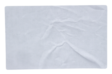 White adhesive glued paper sticker label with transparent background cut out design element