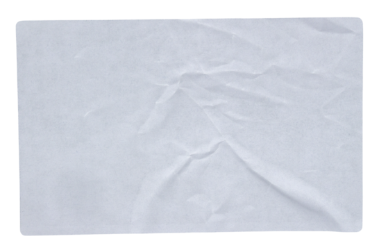 White adhesive glued paper sticker label with transparent background cut out design element