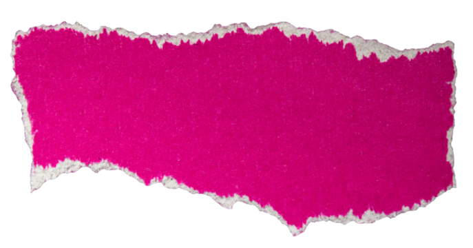 Ripped torn pink paper on transparent background paper cut out design element