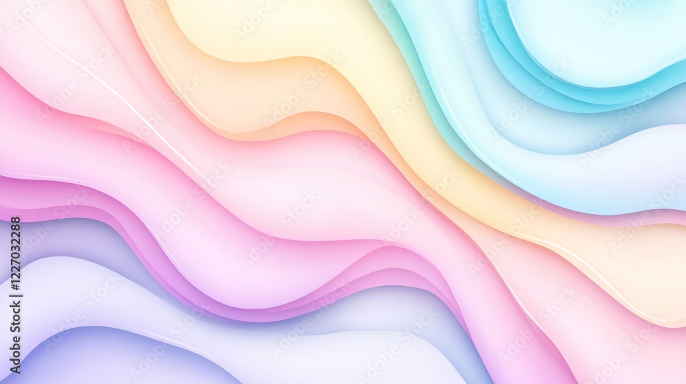 Aufkleber abstract pastel layered background with smooth wavy lines and soft gradient colors