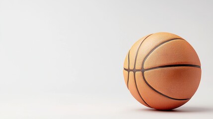 Obraz premium Close-up view of a basketball highlighting its textured surface on a minimalistic softly lit background in dynamic composition