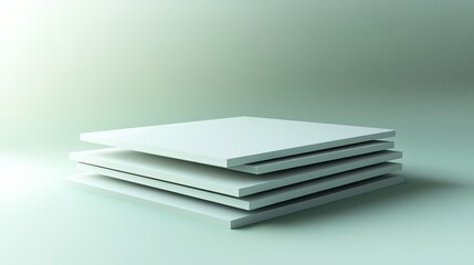 Sleek display platform with alternating layers of white and green, placed against a subtle gradient. picture