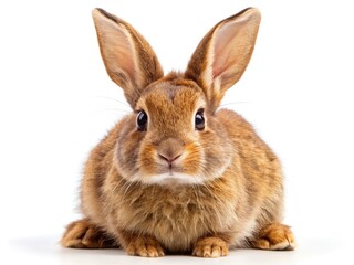 Fototapeta premium Adorable brown bunny, fluffy and cute, isolated in a studio; perfect Easter pet photography.